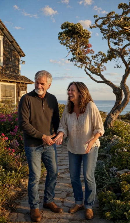 A mature couple share a warm familiar look